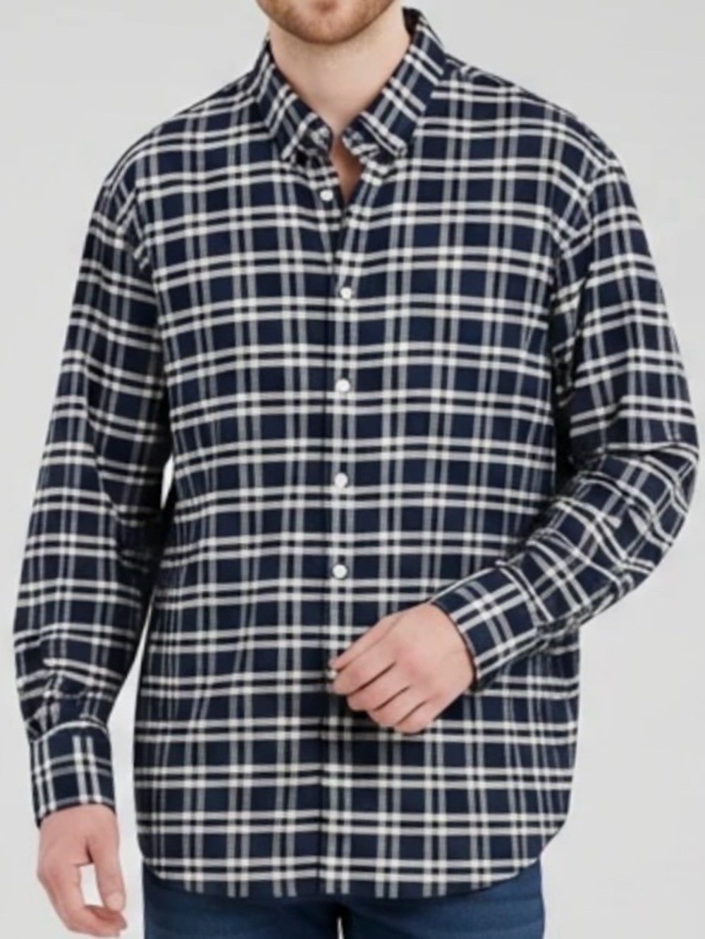 The Foundry Supply Co. Men's Navy Checkered Shirt XLT